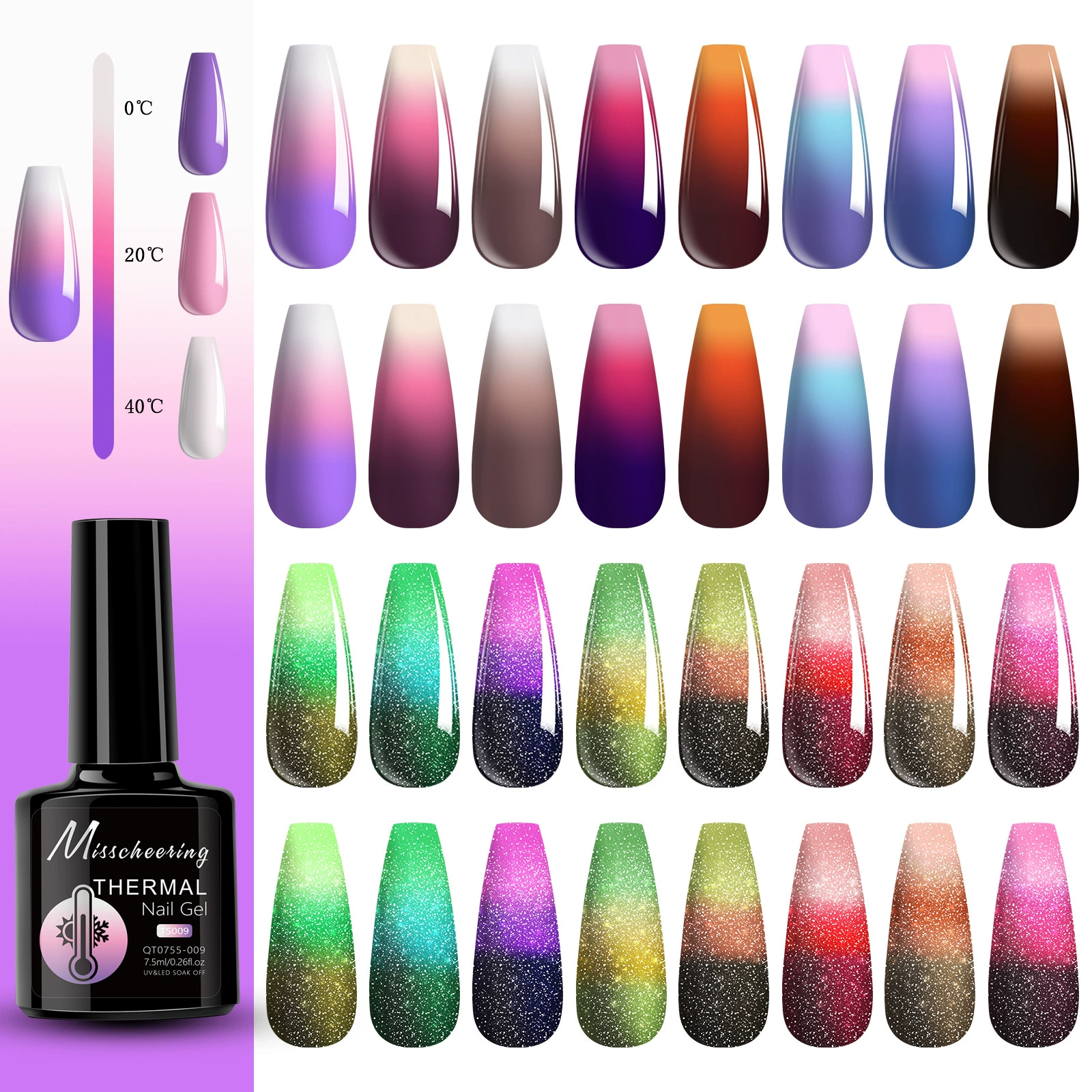 Маникюрный клей для ногтей с эффектом изменения температуры Aurora Diamond, опаловый алмазный клей, трехступенчатый набор клея для фототерапии с изменением температуры, оптовая продажа