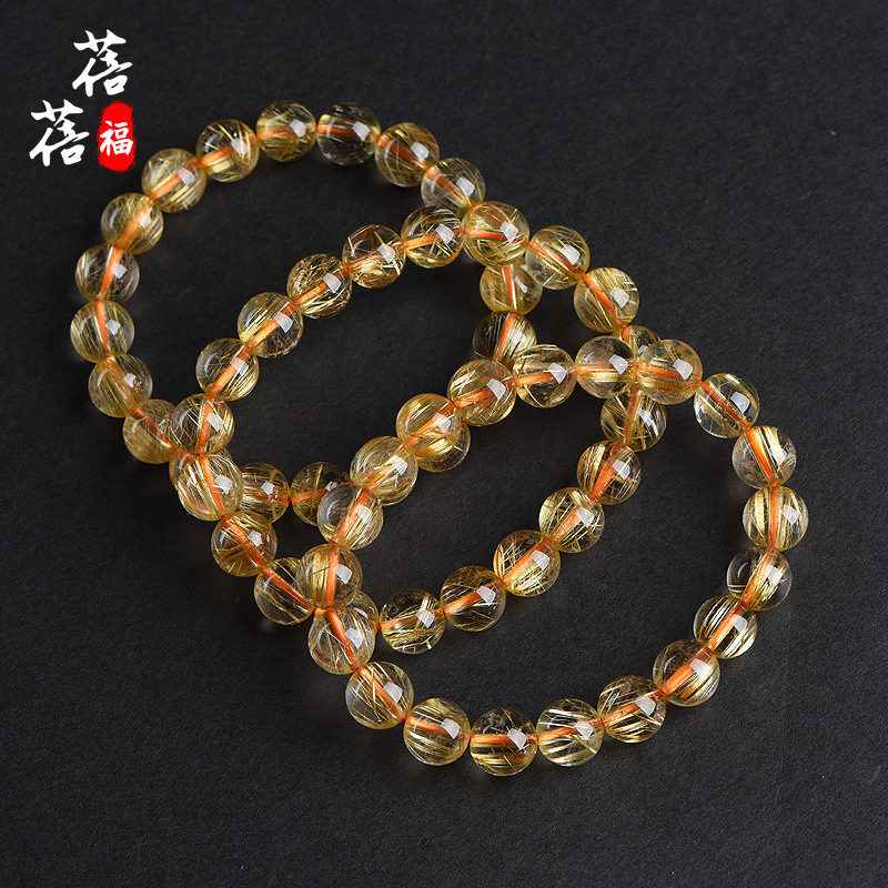 蓬蓬福天然金発晶ブレスレット銀髪晶手串緑発晶DIY発晶チタン晶ブレスレット卸売り