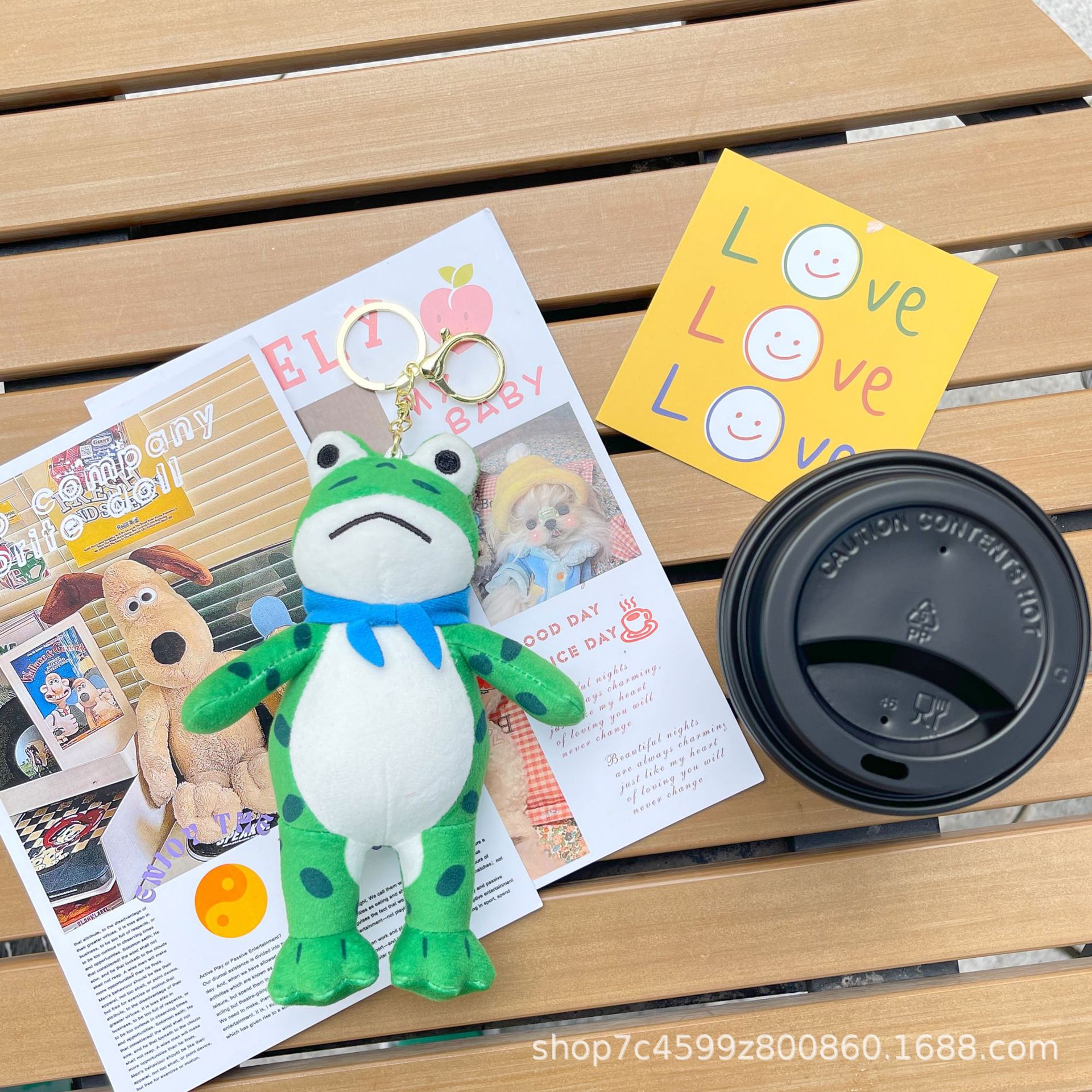 동요 귀여운 인터넷 축하  개구리 봉제 장난감 펜던트 큰 눈 녹색 개구리 인형 가방 펜던트 판매