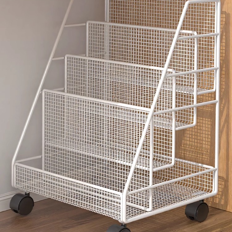 Bookshelf Kidsren's Picture Book Rack under the Table Removable Simple Ladder Storage Rack Multi-Layer Floor-Standing Iron Book Storage L&