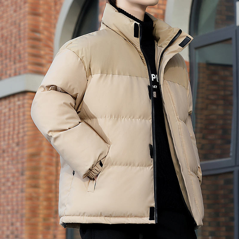 Chaqueta Acolchada de Cuello Alto para Hombre Poliéster Térmico, Acolchado para Invierno