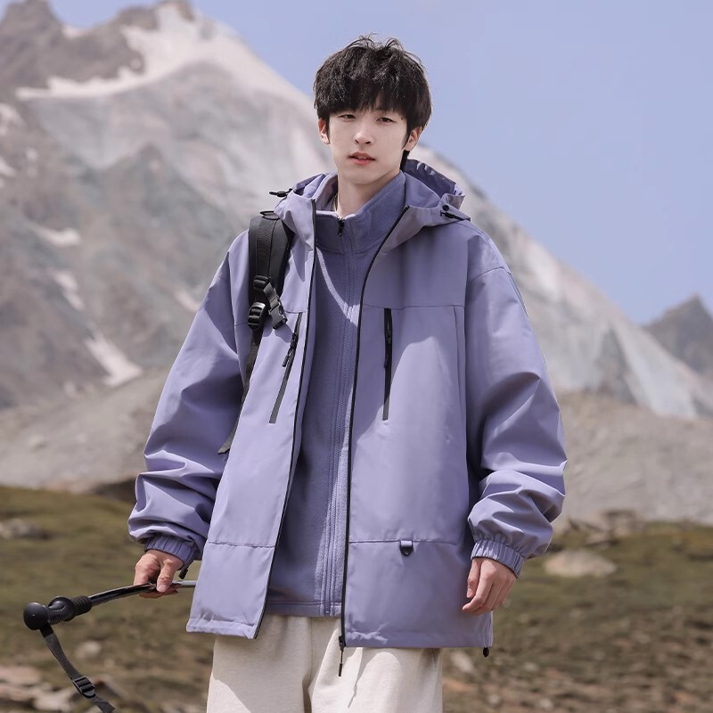 NASA春秋季防水登山服三合一可拆卸冲锋夹克外套男士2025新款衣服|undefined
