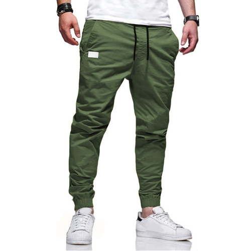 New European men's casual sports pants, men's slow-running pants, work pants, single-color slim-fit ankle-length pants