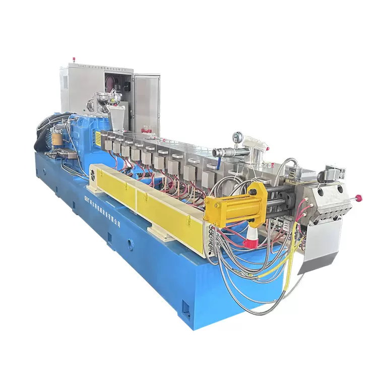 EVA加氧化锑填充改性造粒机 PP+50%碳酸钙填充双螺杆塑料造粒机