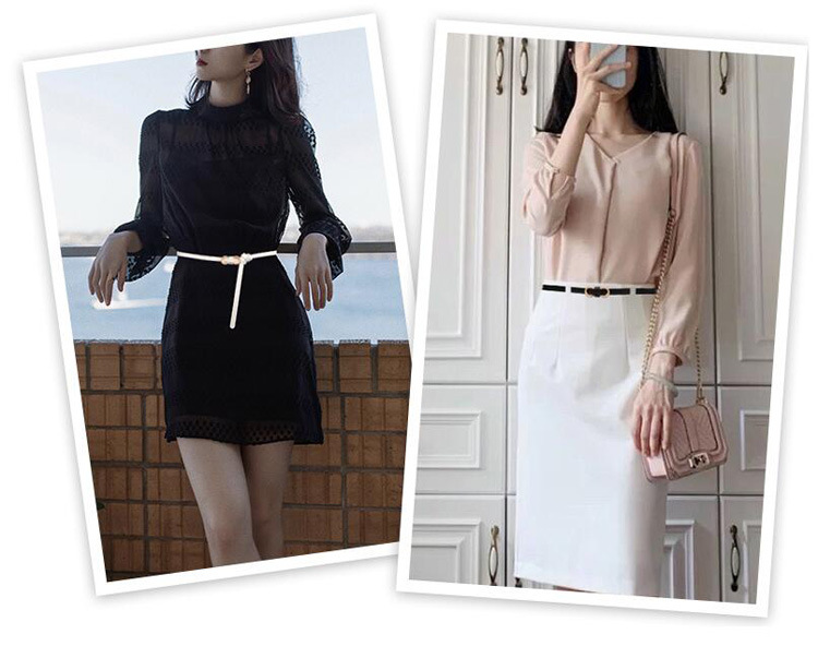 Women'S Gender 2021 New Leather Figure 8 Buckle Thin Belt Fashion Small Belt