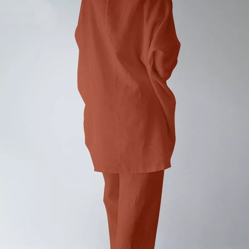 Women's Trendy Solid Color Matching Set Loose Oversized Style Casual Fashion Two‑Piece Outfits_ecoleips.com