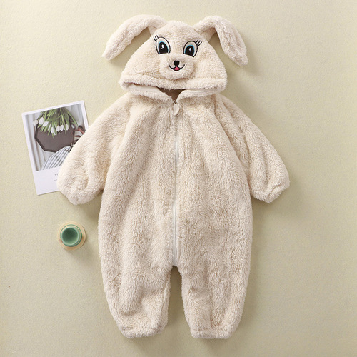 Baby Cartoon Rabbit Panda Plush Onesie for Infants and Toddlers, Cute and Warm Clothing for Young Children, Onesie Homecoming Dress