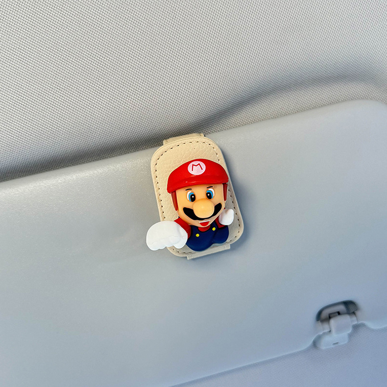 Mario Car Sunglasses Clip 2026 New Model Car Sun Visor Sunglasses Storage Car Sunglasses Holder for Women
