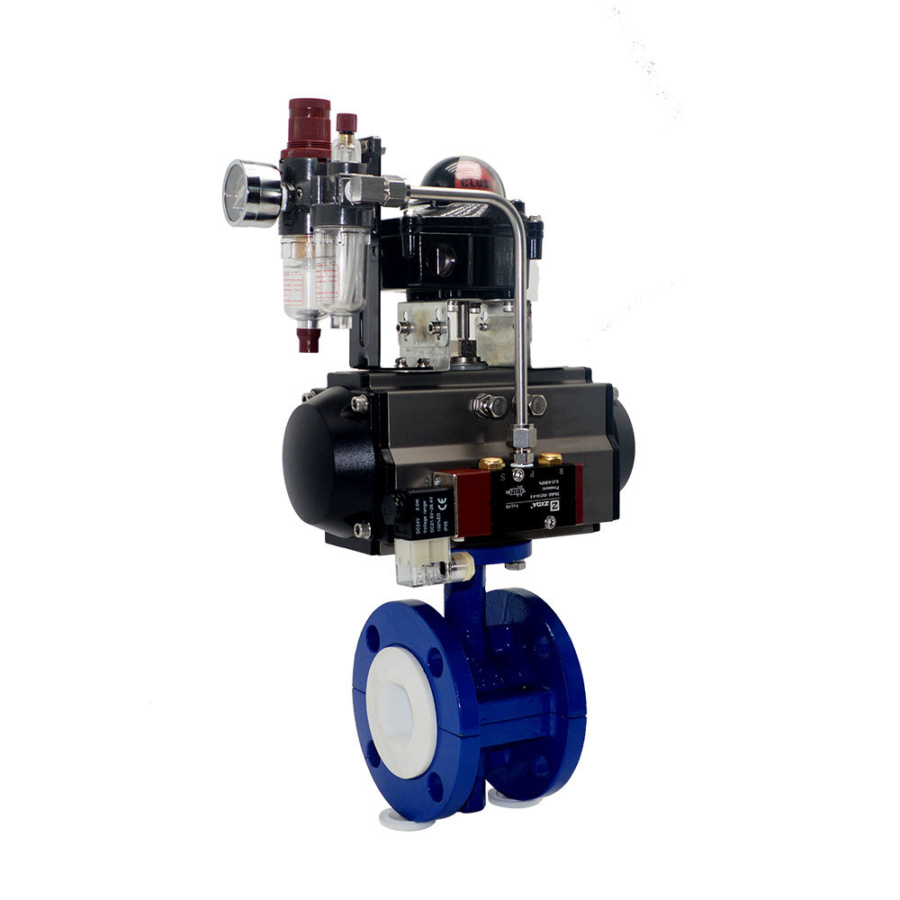 工业级气动蝶阀D641F46气动衬氟法兰蝶阀碳钢F46/F4法兰衬氟蝶阀