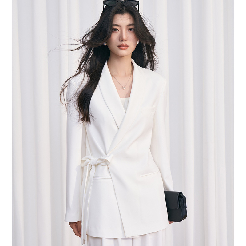 [Shengdu] Big Sale Early Autumn Korean Style Casual Old Money Style Royal Sister Lace-Up Casual Suit Jacket and Pants Suit