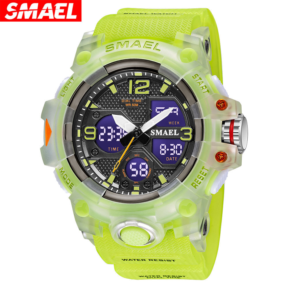 Reloj electrónico SMAEL 8008 para estudiantes de secundaria, reloj despertador para deportes al aire libre, reloj electrónico de doble pantalla