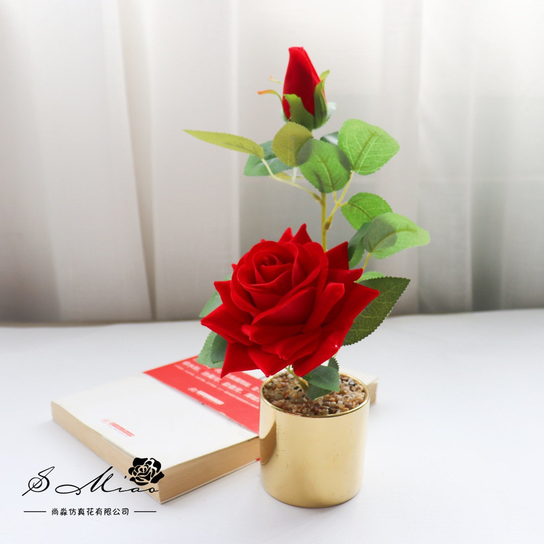 Flores falsas bonsái de rosas de alta gama de estilo europeo simulación de flores de moda decoración creativa decoración de plantas verdes artificiales simulación de macetas image 19