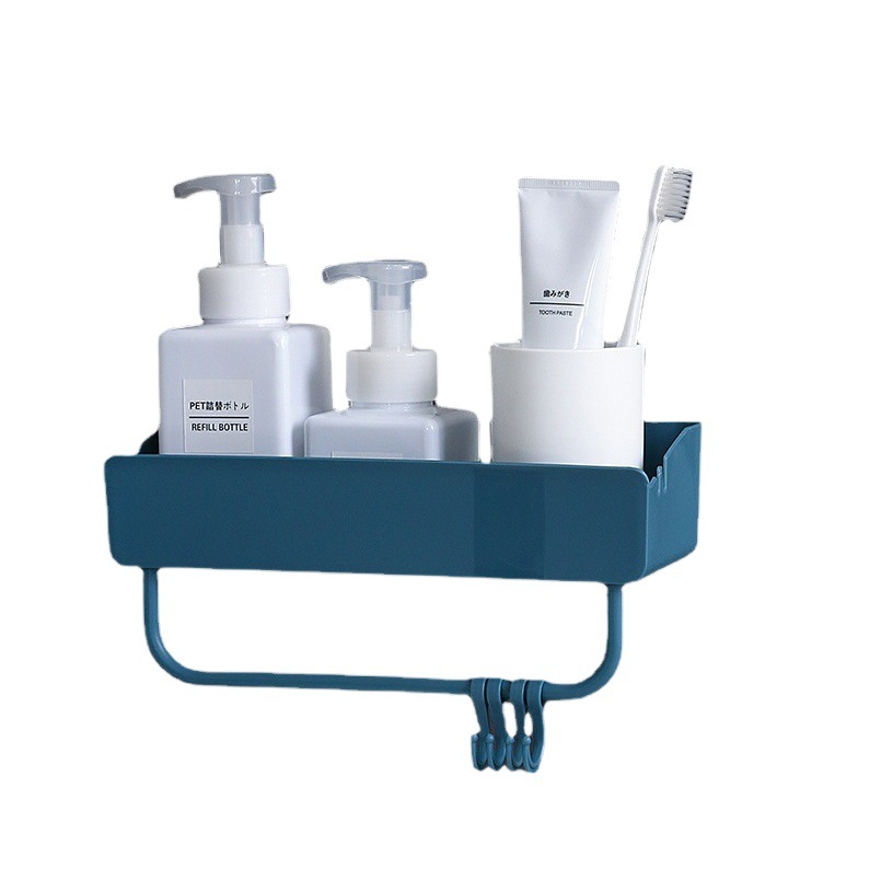 Estante de almacenamiento rectangular con gancho sin perforaciones baño cocina rack de almacenamiento baño sin costuras rack de almacenamiento rack de lavado