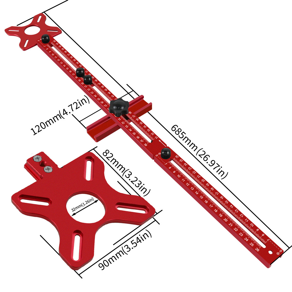 Base Cortadora de Círculos para Fresadora de Aleación de Aluminio CNC, Alargado, para Hogar
