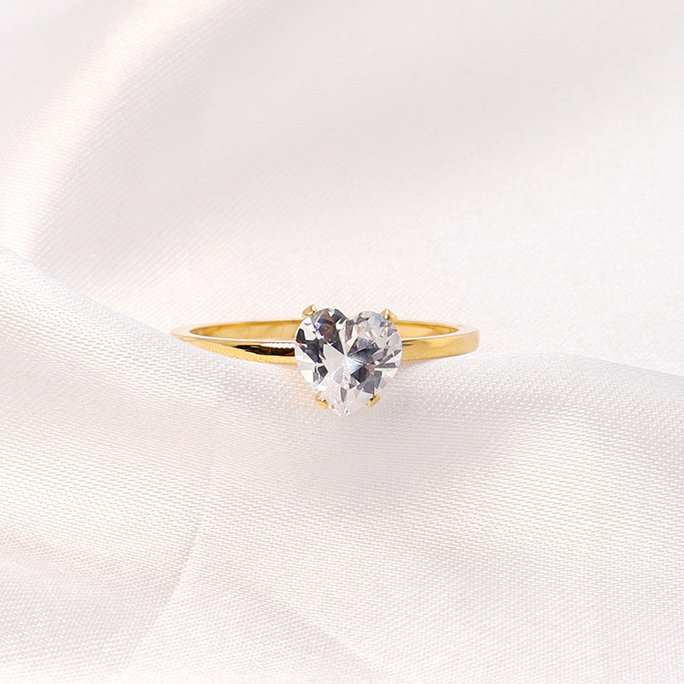 Heart Shape Pattern Fashion Heart Shape Stainless Steel Inlay Rhinestones Rings
