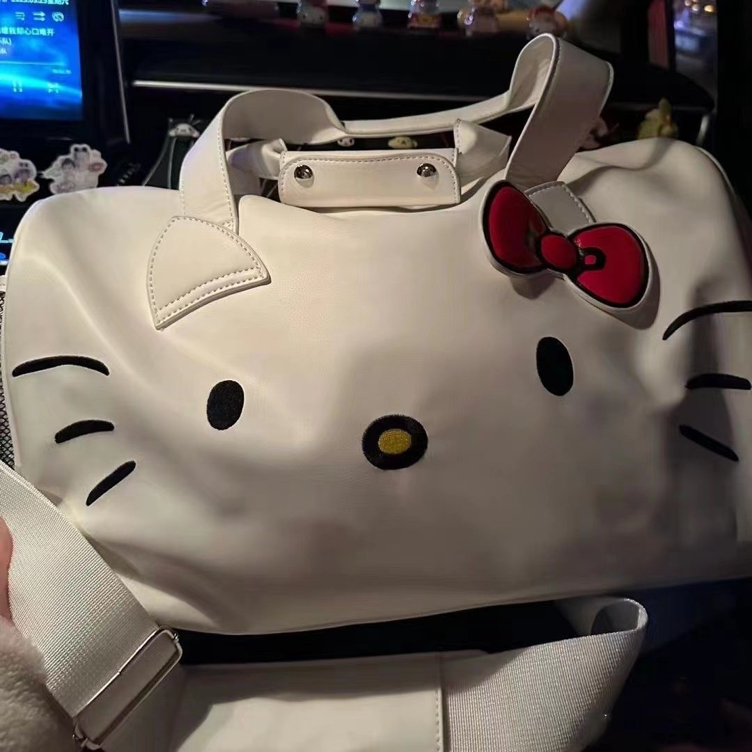 HelloKitty卡通可爱单肩蝴蝶结大包包凯蒂猫手提健身包斜挎旅行包