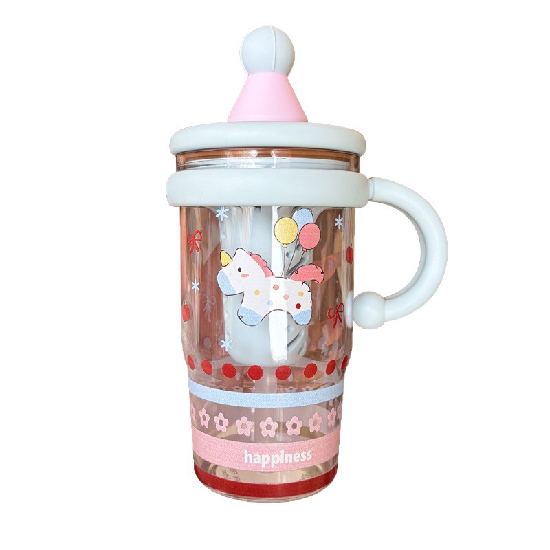 Nuevo tipo de gran capacidad de dibujos animados de plástico taza de hielo para niñas in oficina de paja de taza de hielo para estudiantes