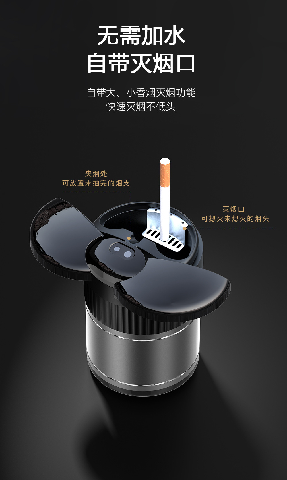 Intelligent Infrared Sensor Car Ashtray Made of Metal with One-Touch Opening, Exclusively for Cross-Border Supply, Compatible with Multiple Car Models