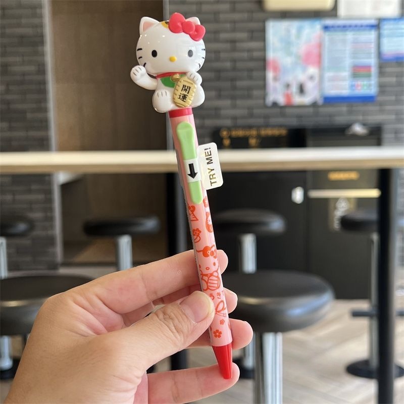 Edición japonesa de Sanrio hellikitty para atraer la fortuna Gato agitar bolígrafo pulsar el movimiento kt para atraer la fortuna Exorcise Kitty Gato