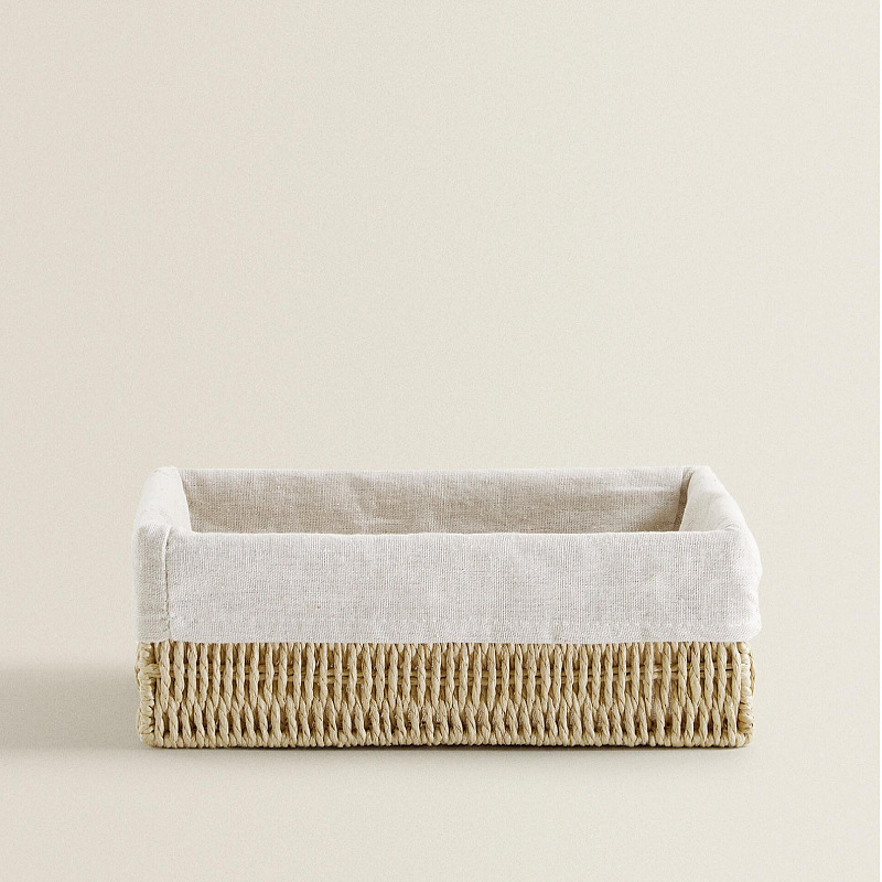 Caja de almacenamiento de cosméticos de escritorio cesta de tejido mesa de té cesta de aperitivos con cubierta caja de almacenamiento de ropa interior