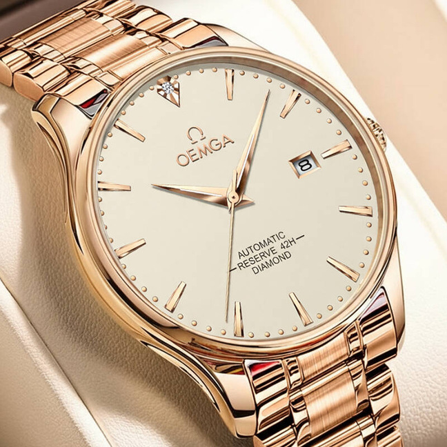 Dropshipping cross-border men's watch, fully automatic non-mechanical watch, hollow-out genuine leather with diamonds, European style, Mijia wholesale