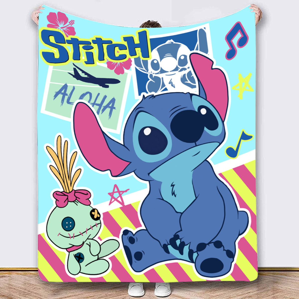 Stitch crossover TEMU explosión manta impresión de dibujos animados Stitch anime franela manta sofá manta
