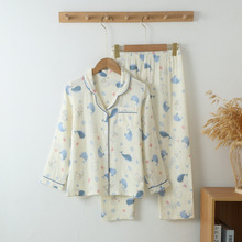 儿童纯棉纱布睡衣春夏季薄款女童家居服宽松男宝宝长袖空调服套装