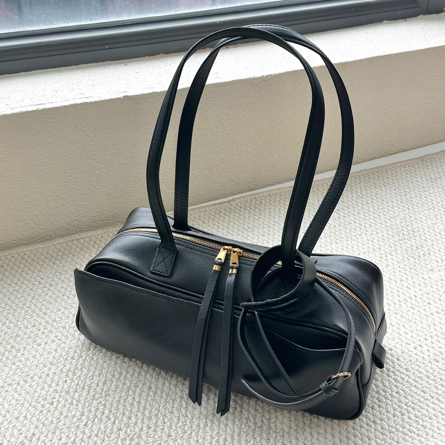 Borsa a tracolla bowling in pelle da donna grande capienza_voghion.com