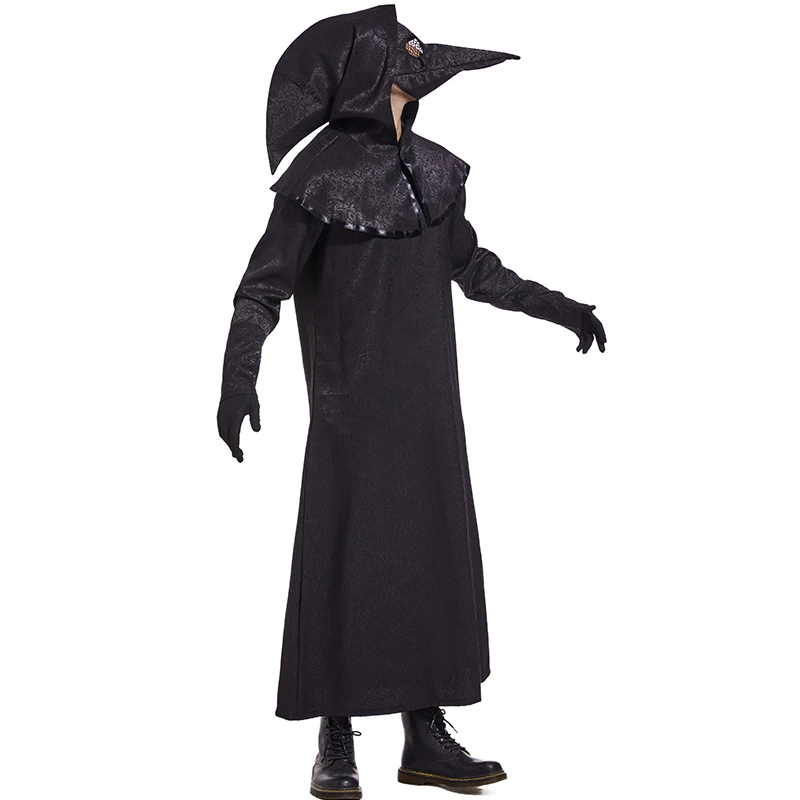 Halloween Medieval Costume Crow Doctor Dark Dungeon Hero Robe Plague Mouth Mask Performance Cos Costume