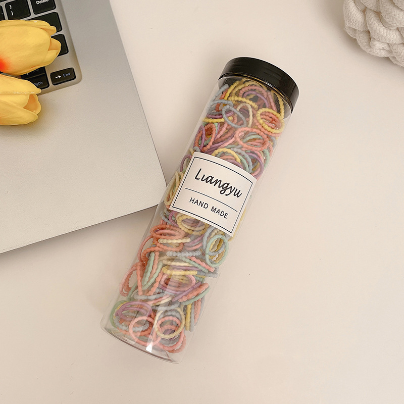 Anillo de cabello de color caramelo para niños no daña correa de cabello bebé cuerda de cabello niñas lindas cubiertas de cabello de cuero de pimples