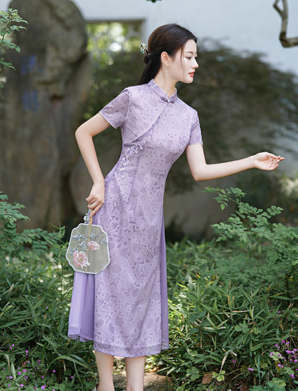 Mom Slim-fit Cheongsam Young New Style Thickened Elegant Chinese Style Women's Clothing Republic of China Retro Improved Slim-fit Dress