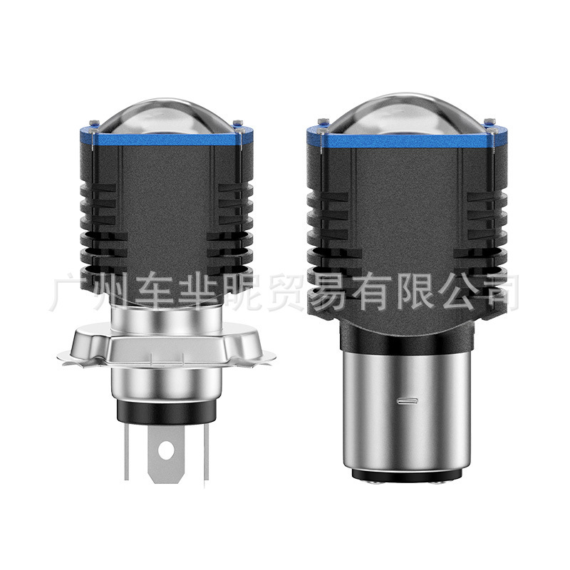 跨境专供摩托led大灯双透镜H4 H6 BA20D远近一体白黄双色摩托大灯|undefined