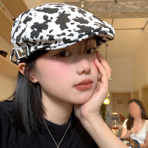 Japanese Retro Milk Texture Forward-Bearing Women's Large Brim Reverse-Worn Beret Hat, Shows Face Slimming, Versatile, Artist Newsboy Hat