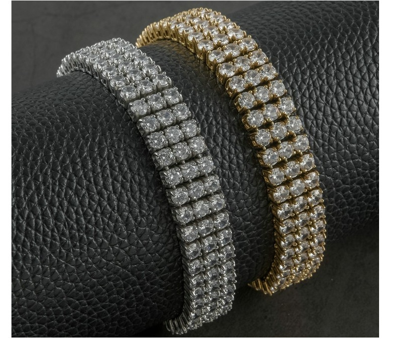 Casual Hip-Hop Geometric Titanium Steel Zircon Bracelets display picture 4