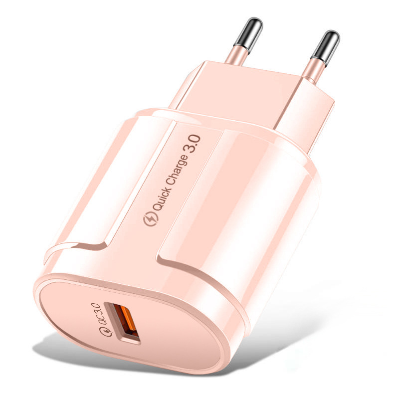 Estuche europeo y americano de carga rápida QC3.0 puerto único 5V/3A cabezal de carga carga rápida carga flash cargador de teléfono inteligente