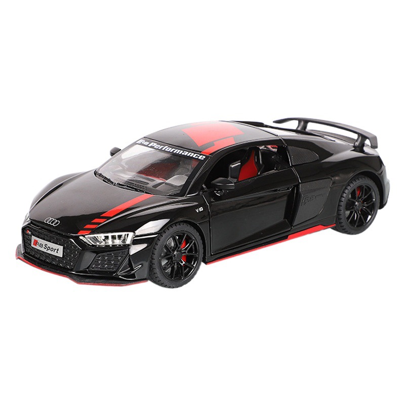 Jianyuan aleación modelo de coche 1:24 Audi R8 versión de pista coche deportivo con sonido y luz Tire hacia atrás coche de juguete modelo de música Decoración