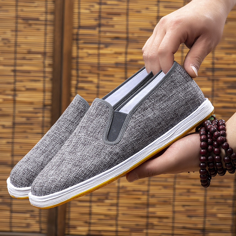 Old Beijing Cloth Shoes for Men in Spring and Summer Handmade Thousand-Layer Sole Traditional Cloth Shoes for Men Linen Breathable Casual Men's Flats Shoes