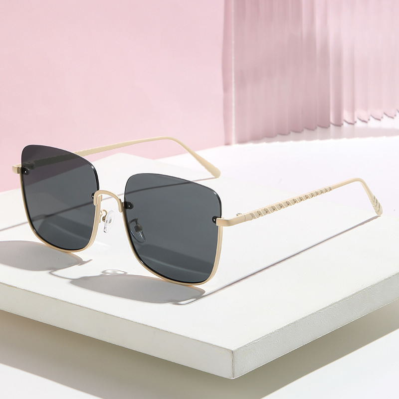 Gafas de Sol Retro de Medio Marco Metal y PC Protección UV para Conducción y Viajes