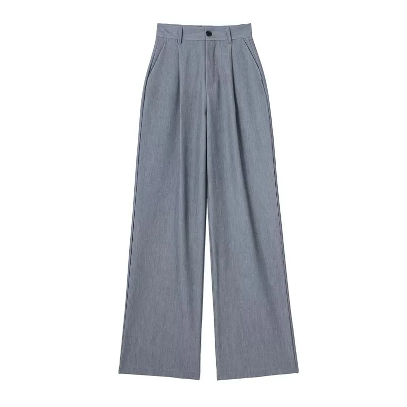 Wide‑leg high‑waist suit trousers for women, oversize, classic pleated style