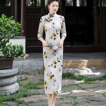 长款旗袍中国风改良版日常复古走秀年轻款老上海高端妈妈连衣裙