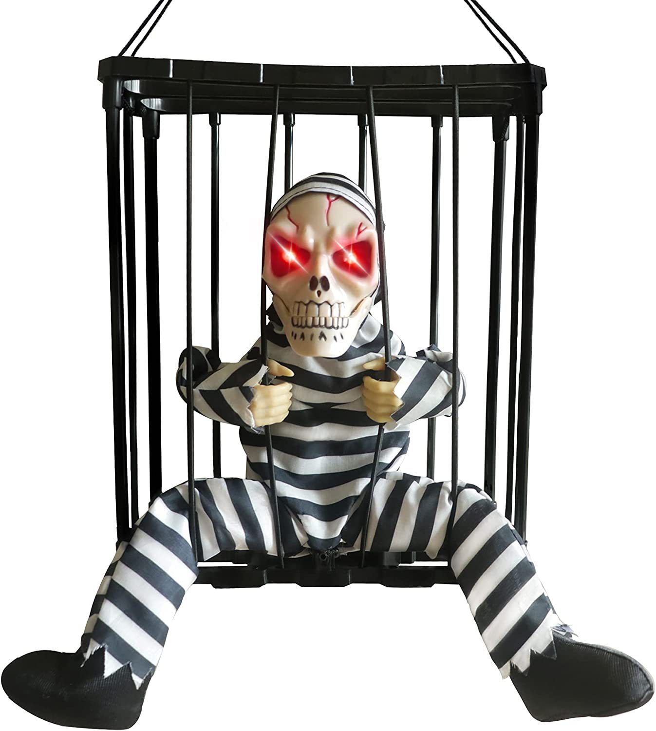 Fantasma en Jaula Eléctrico para Halloween de Plástico, Control de Sonido, para Casa del Terror y KTV
