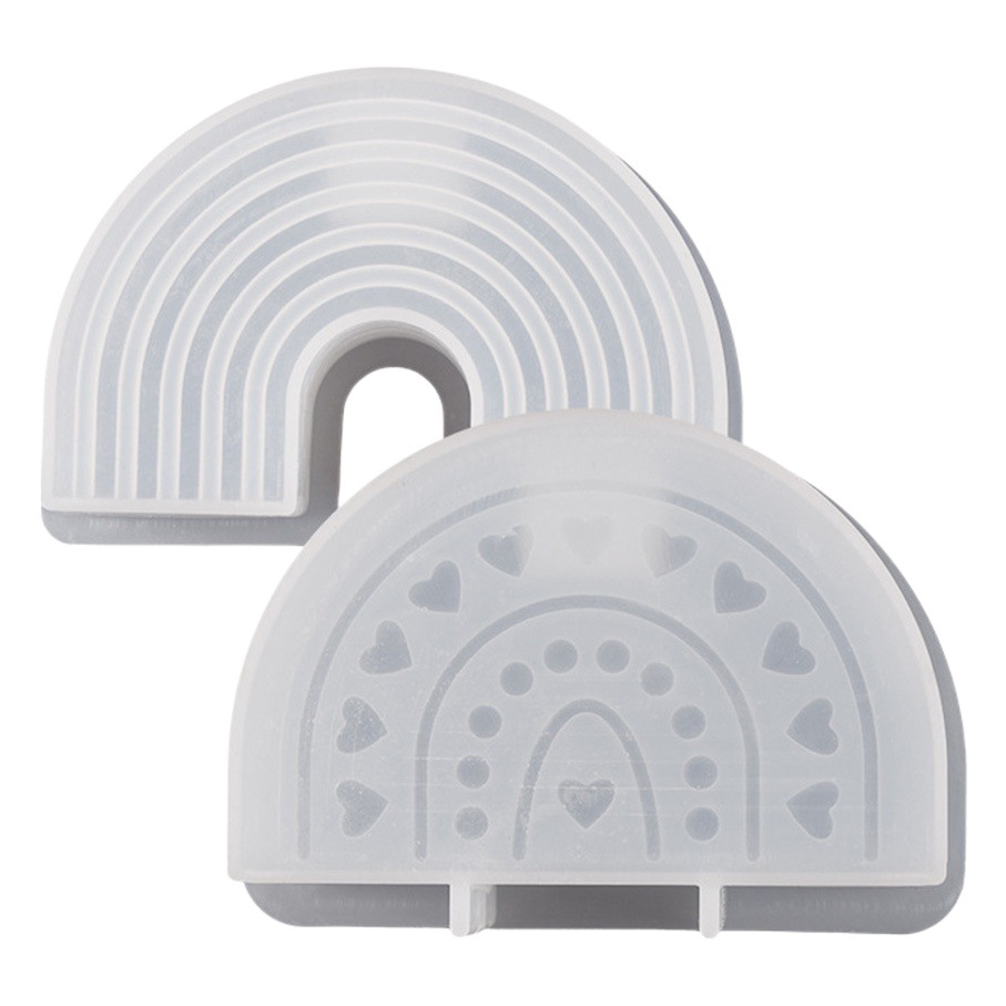 428C resina epoxi vela molde alto espejo curvado raya arco iris candelabro de silicona al por mayor