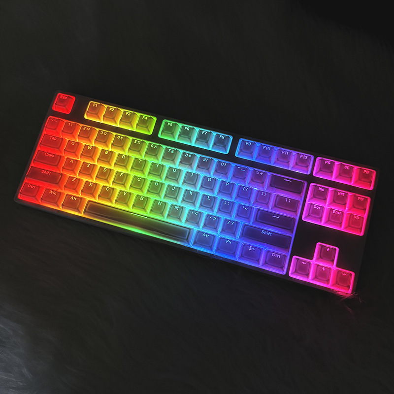 クロスボーダー在庫卸売アマゾンゼリーパウダーキーキャップ0EM高さ小型フルセット136キーPC透明磁気軸キーボード|undefined