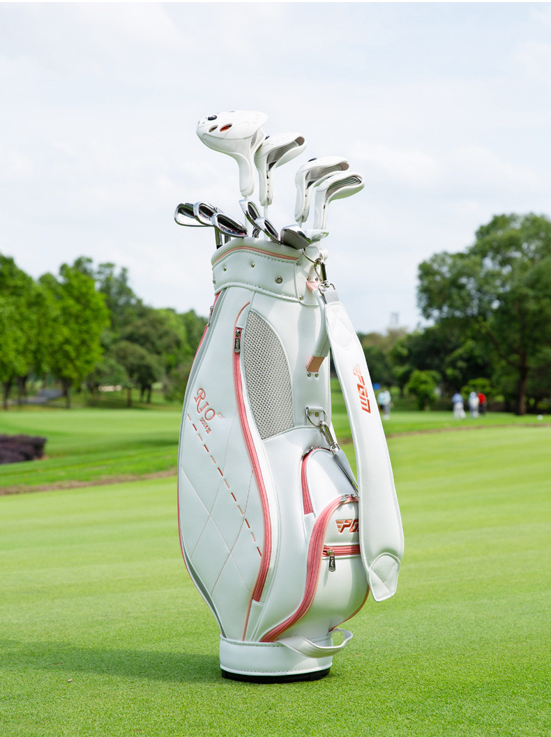 Túi golf PGM tiêu chuẩn nữ nhẹ, chất liệu PU, kích thước 123x22x35 cm — QB042-Trắng hồng, QB042-Màu xanh trắng chi tiết 5