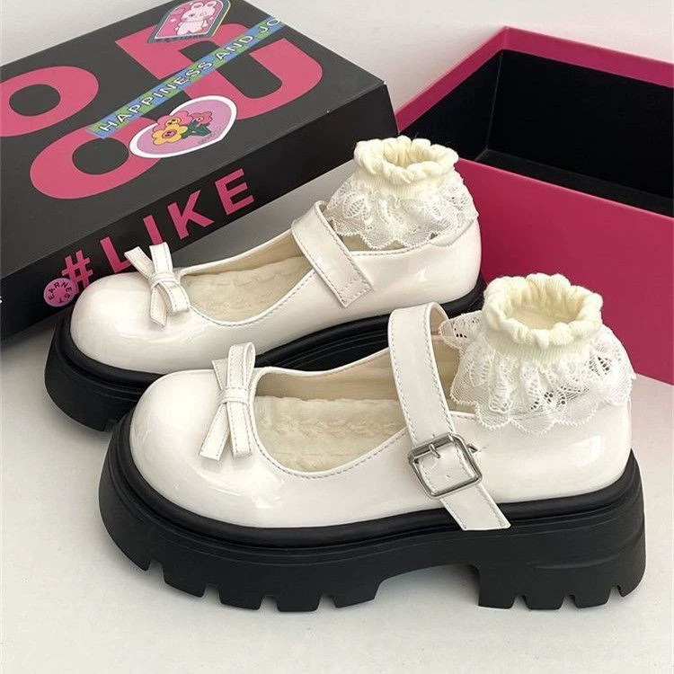 Модная универсальная японская униформа JK, маленькие кожаные туфли для женщин, весенне-летние туфли Мэри Джейн на толстой подошве с бантом, увеличивающие рост, для женщин