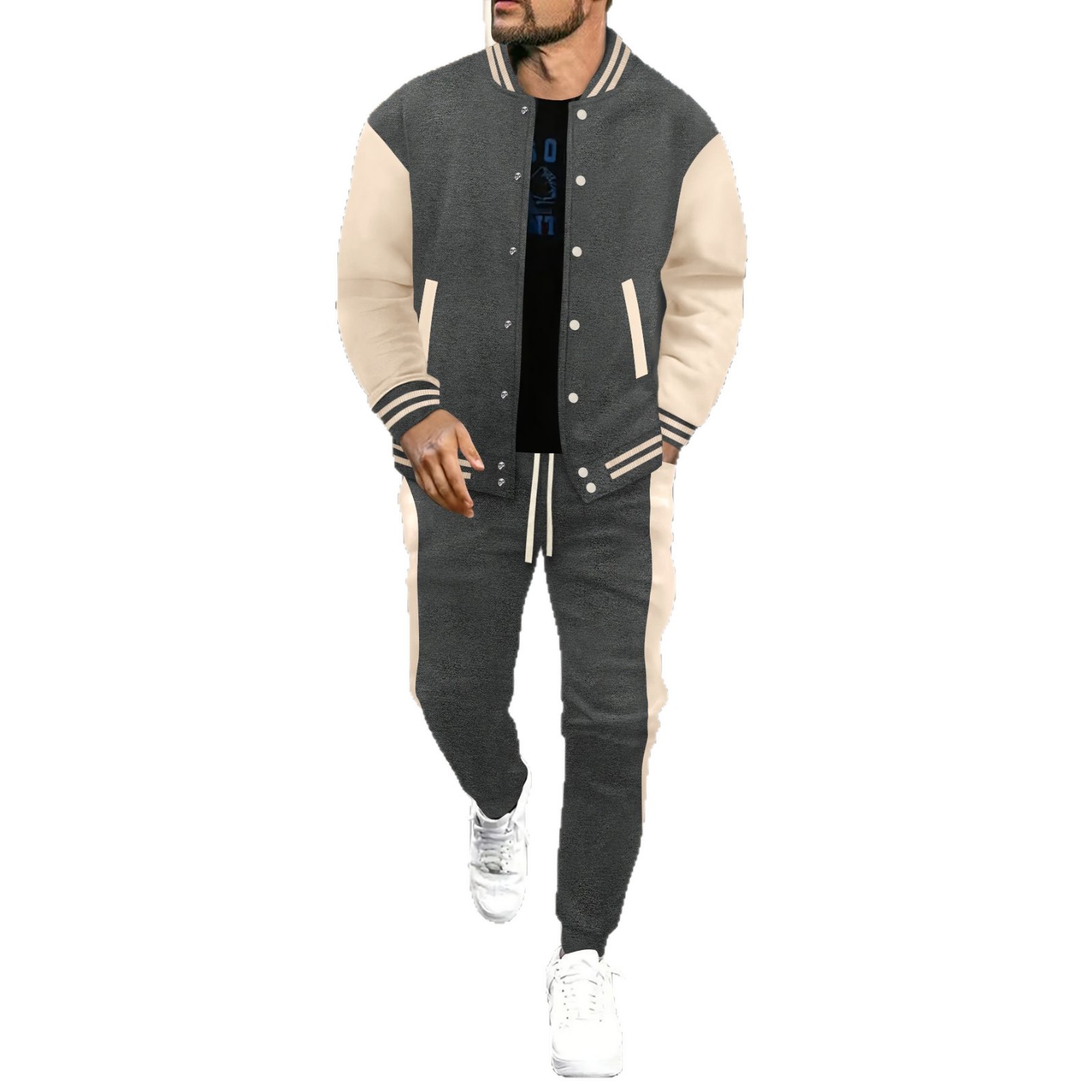 Herren-Baseball-Cardigan mit Farbblock-Design, lässige und vielseitige Jacke im europäischen und amerikanischen Stil, neuer Sportanzug für Frühling und Herbst_voghion.com