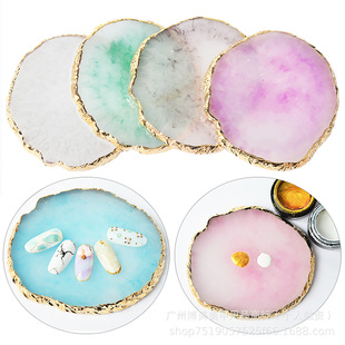 Cross-border beauty palette resin agate gold decorations painted palette nail display board tools wholesale