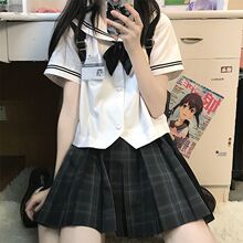 原创星屿高水手领衬衫夏服水手服JK制服日系短款上衣衬衣