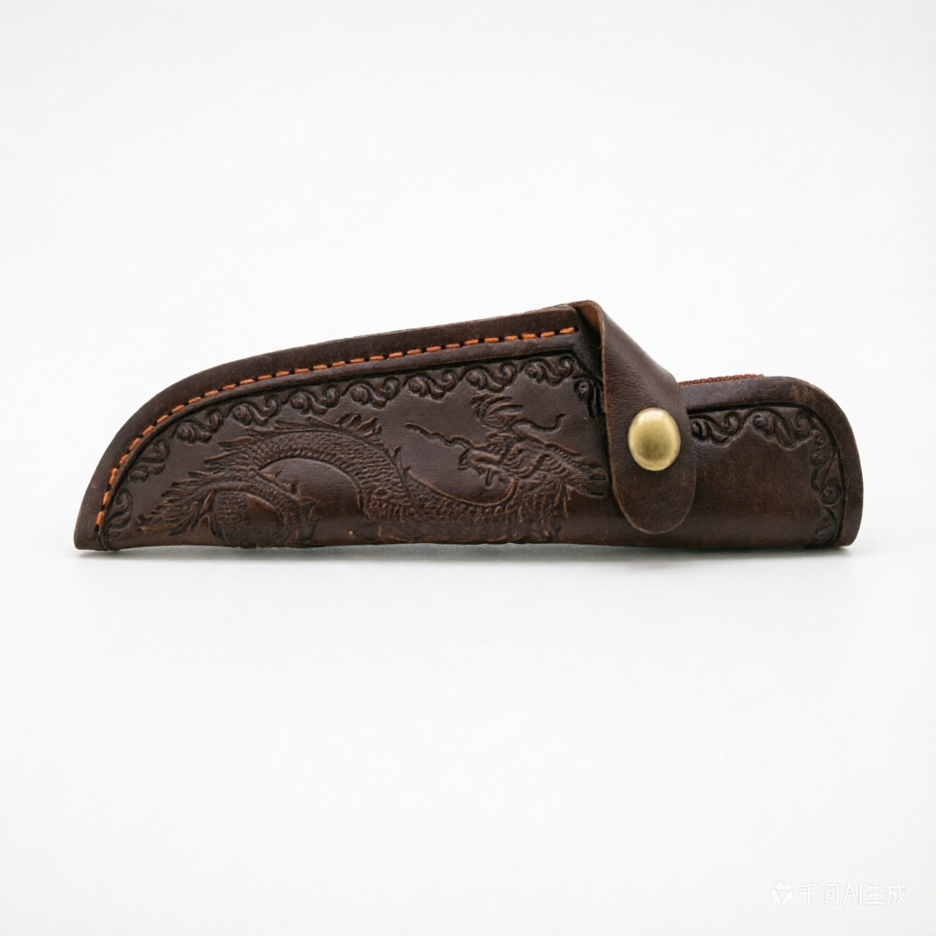 Factory stock dragon-pattern outdoor knife sheath, leather sheath, portable knife cover, hand-held butcher knife, straight knife protective cover