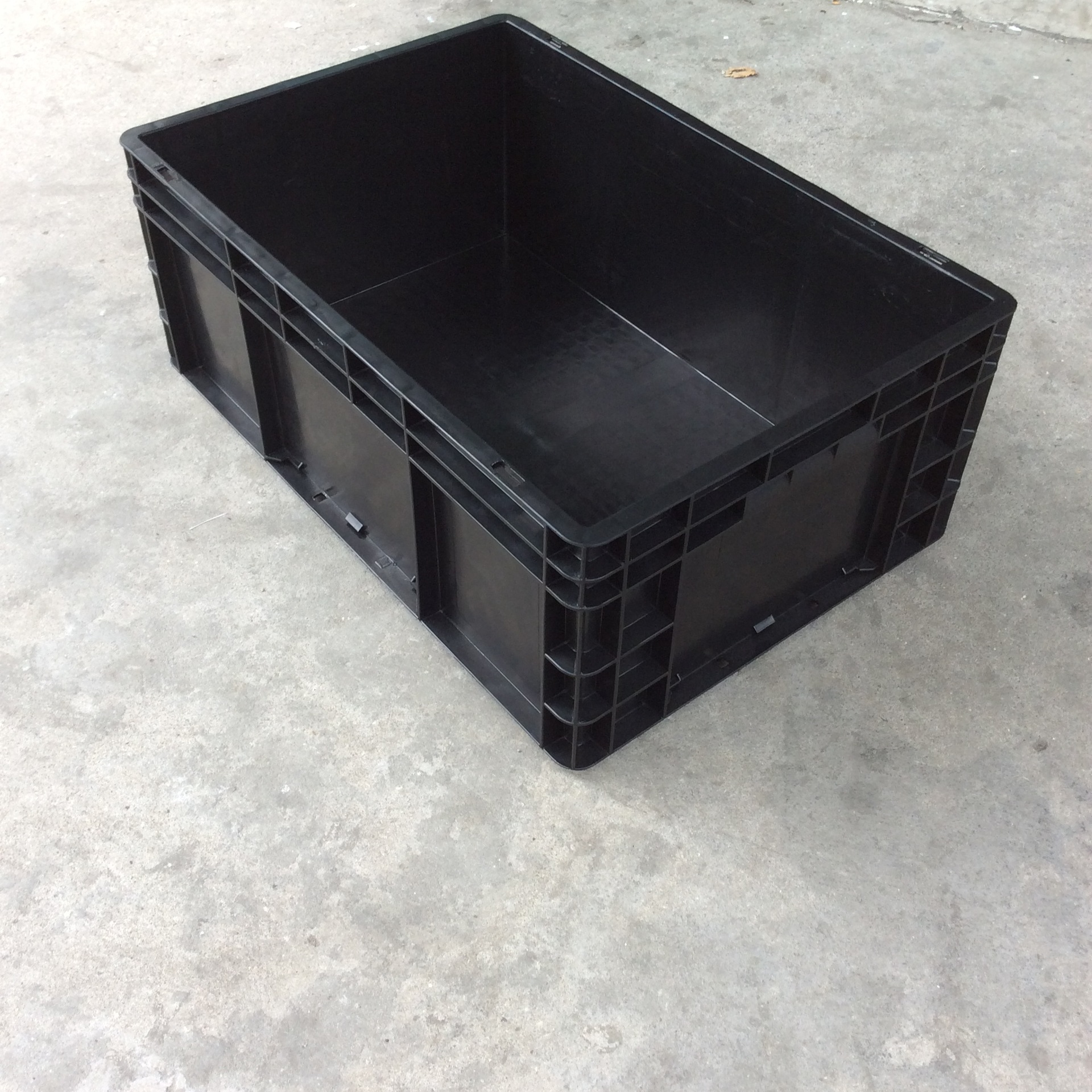 EU黑色防静电塑料周转箱储物物料电子配件箱盖塑胶筐